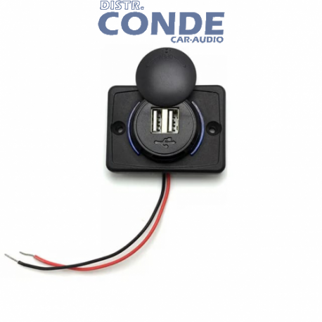 Cargador USB, doble conector tipos A/C, 12/24V, instalación frontal